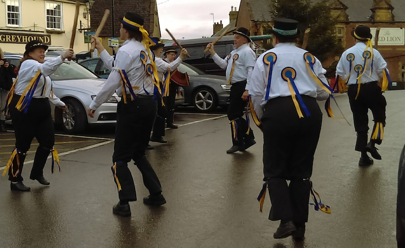 The team dancing in Beaminster, New Year's Day 2018